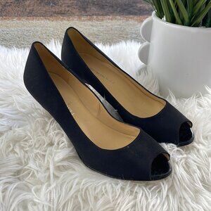 Bruno Magli Novati Navy Blue Microfiber Women's Stiletto Peep Toe Pumps Size 7.5